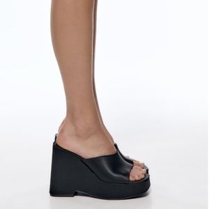 NWT Zara Versace Style Chunky Wedge Platform Block Heeled Mule Retro Y2k